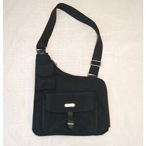 Baggallini Black Nylon Crossbody Travel Bag Pockets Adjustable Strap Card Pouch